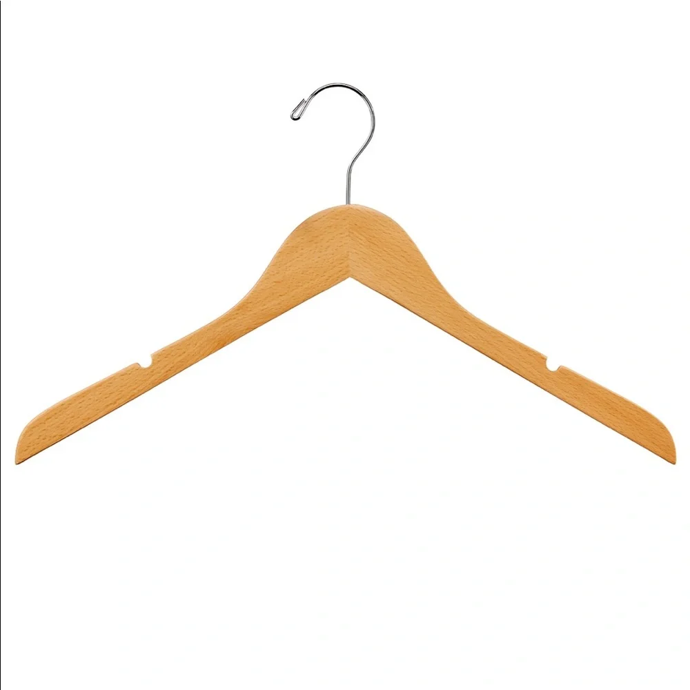 NWT Two Natural Premium Wooden Hangers Multi-Function Dress, Tees, Shirts